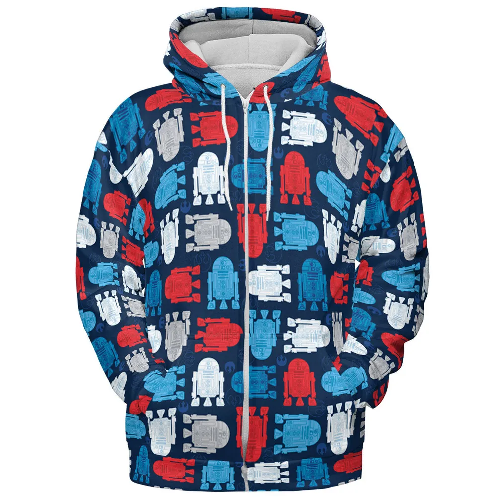 R2-D2 Star Wars 4th of July Pattern All-over Print Hoodie - 4