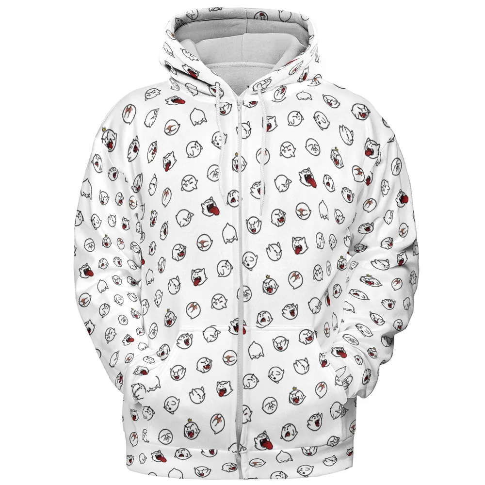Super Mario Boo Pattern All-over Print Hoodie - 4