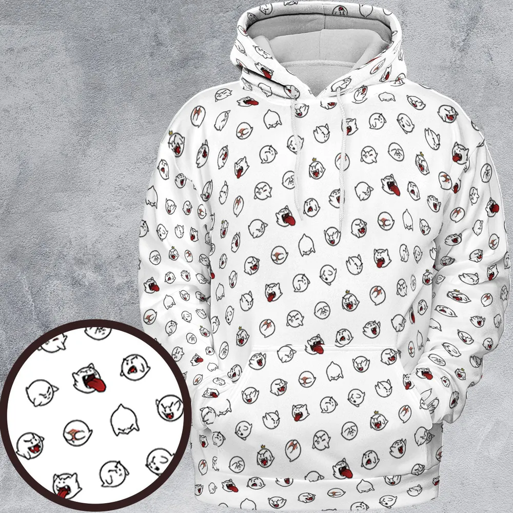 Super Mario Boo Pattern All-over Print Hoodie - 2