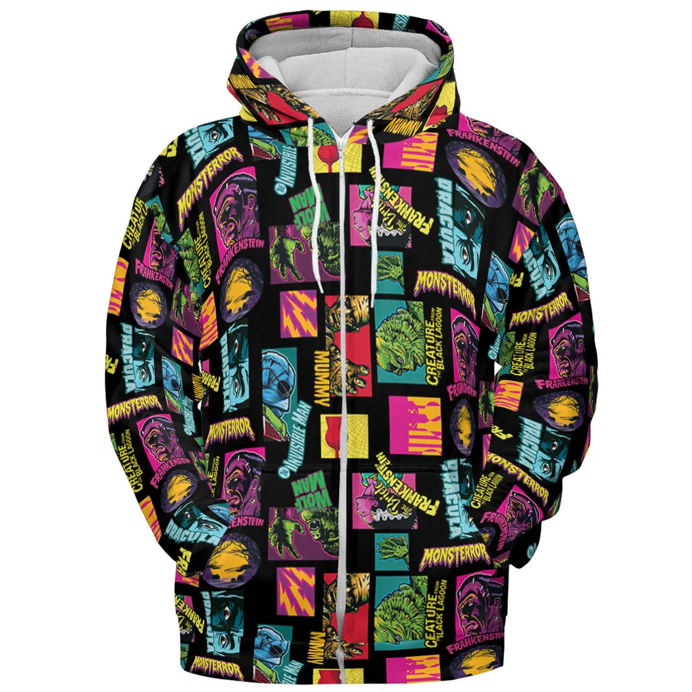 Monster Pop Movies Halloween All-over Print Hoodie - 4