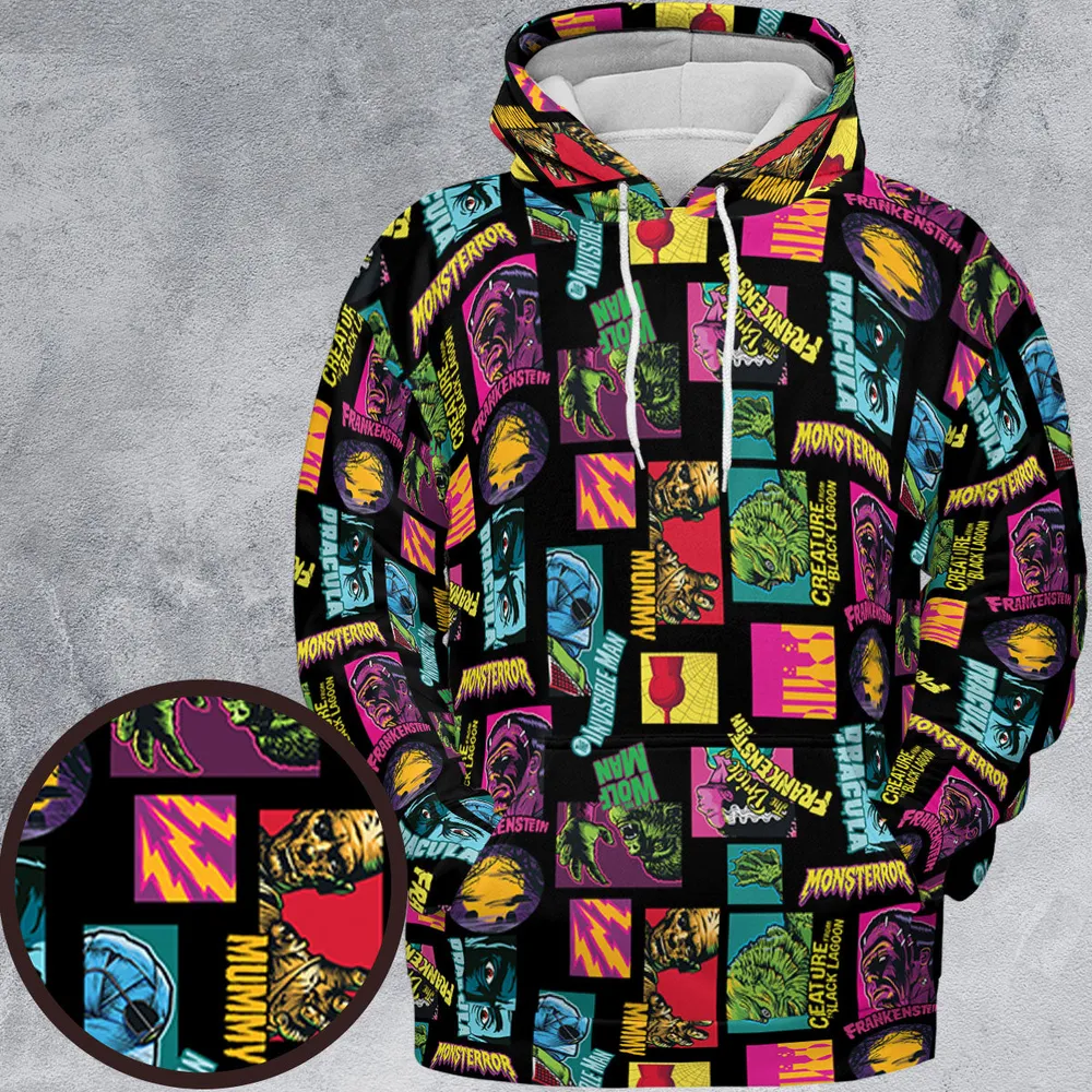 Monster Pop Movies Halloween All-over Print Hoodie - 2