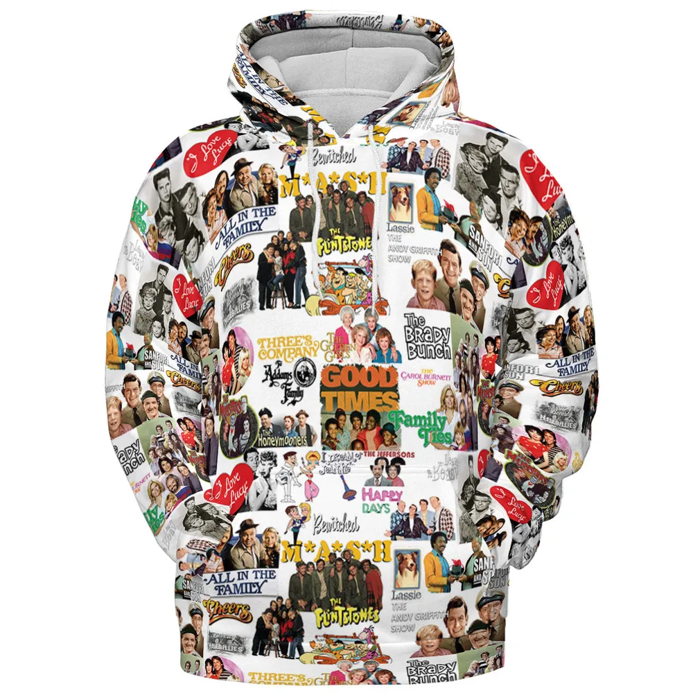 Stuck in the 80s Famous Sitcom All-over Print Hoodie - 3