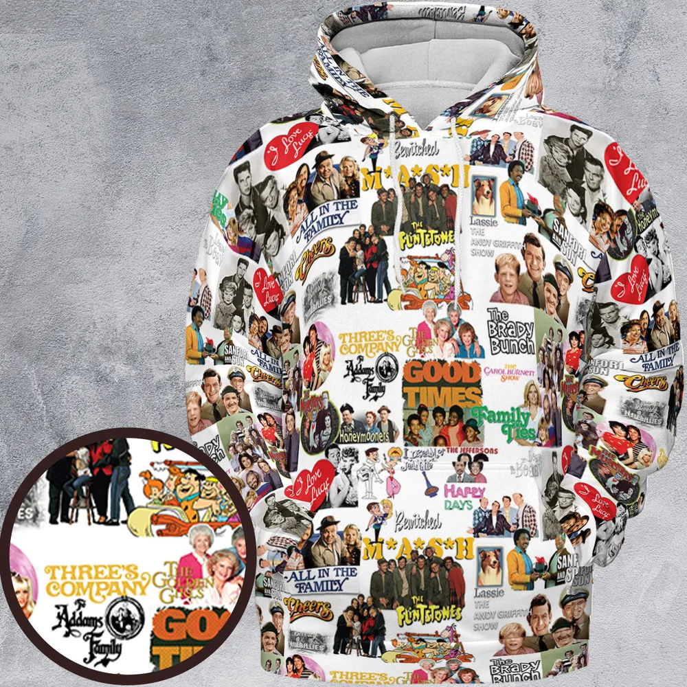 Stuck in the 80s Famous Sitcom All-over Print Hoodie - 2