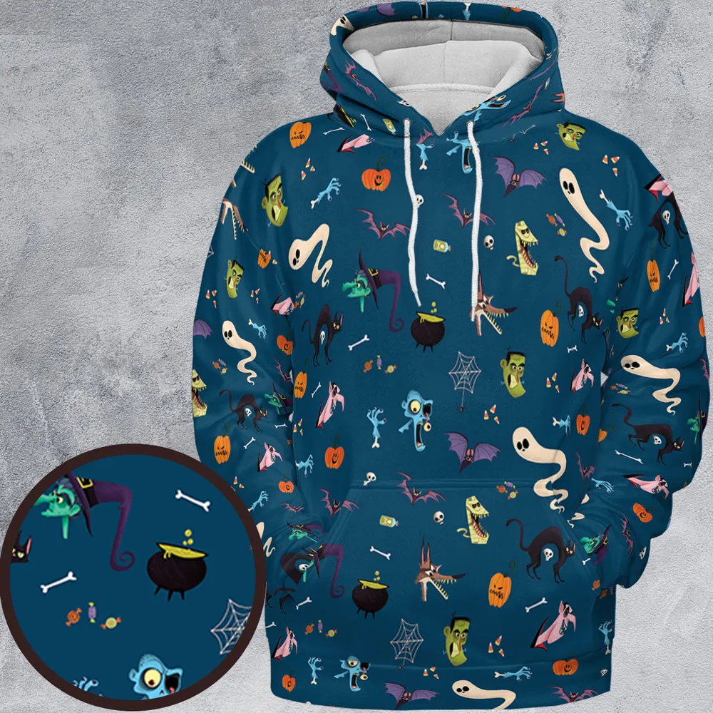 Cute Spooky Classic Monster All-over Print Hoodie - 2