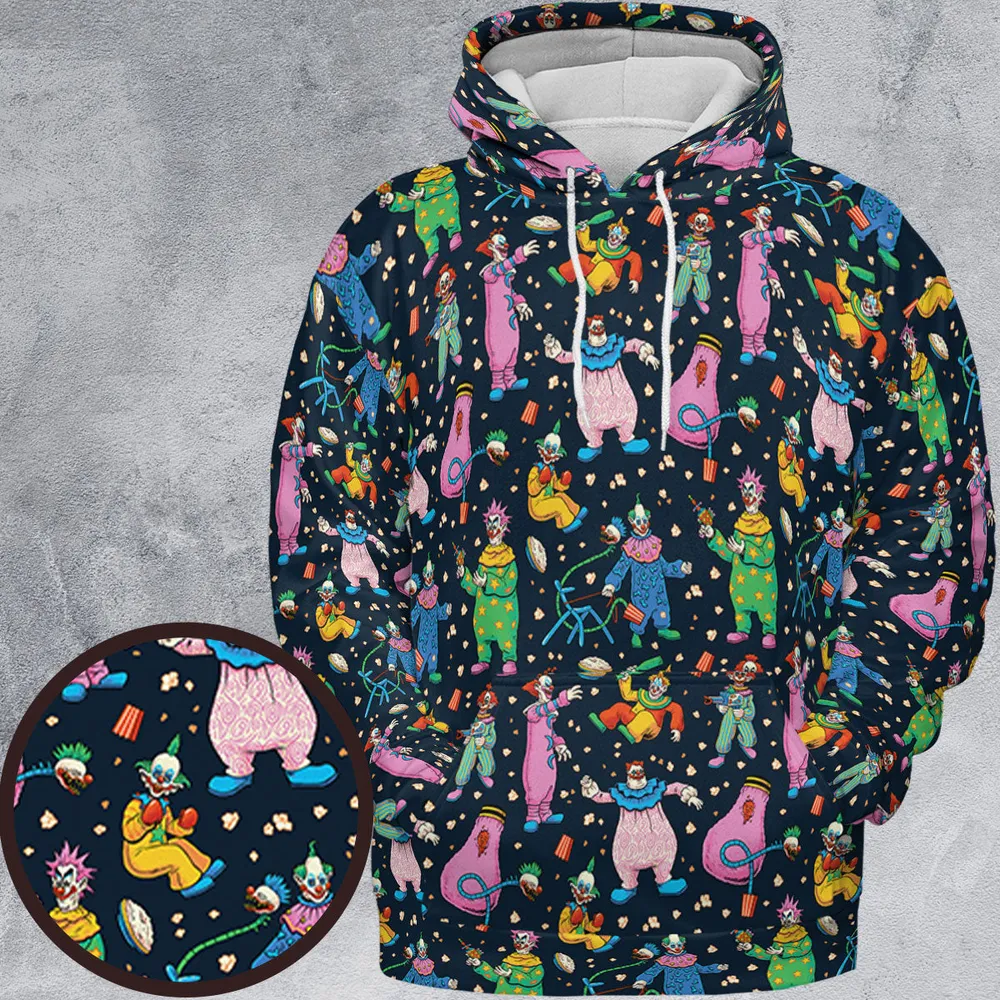 Clowns Popcorn Killer Klowns from Outer Space Pattern All-over Print Hoodie - 2
