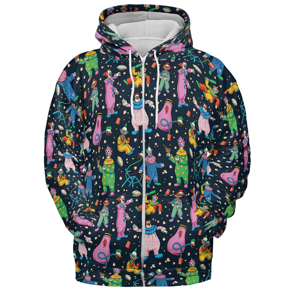 Clowns Popcorn Killer Klowns from Outer Space Pattern All-over Print Hoodie - 4