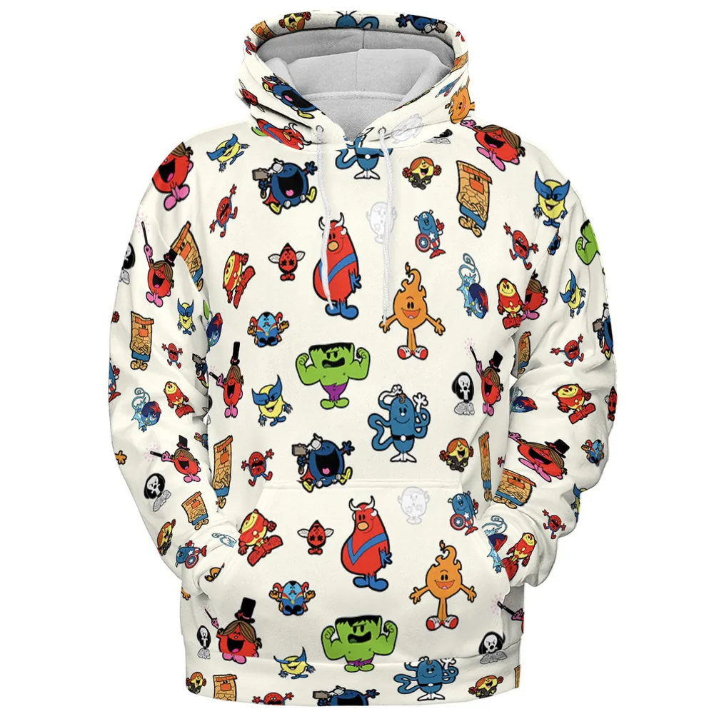Marvel Characters And Mr Men Pattern All-over Print Hoodie - 3