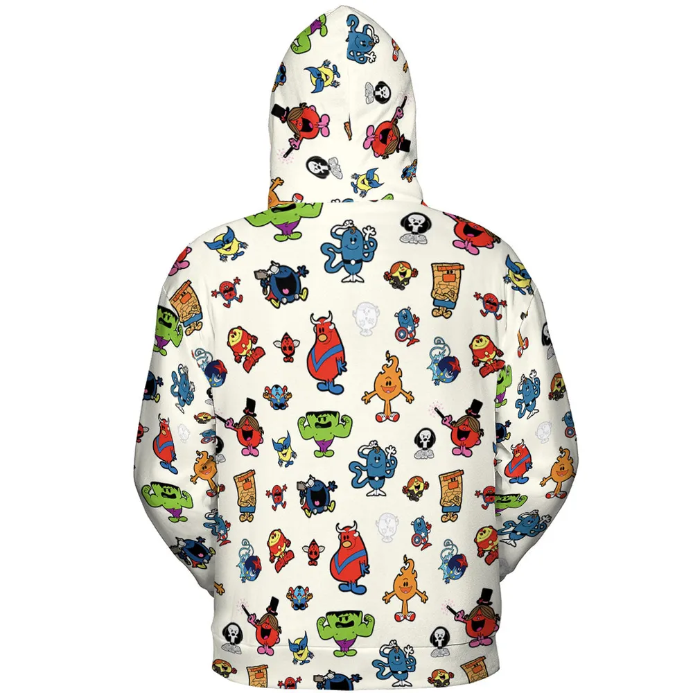 Marvel Characters And Mr Men Pattern All-over Print Hoodie - 5