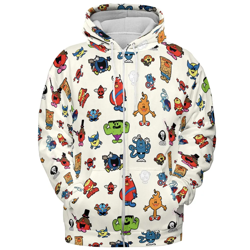 Marvel Characters And Mr Men Pattern All-over Print Hoodie - 4