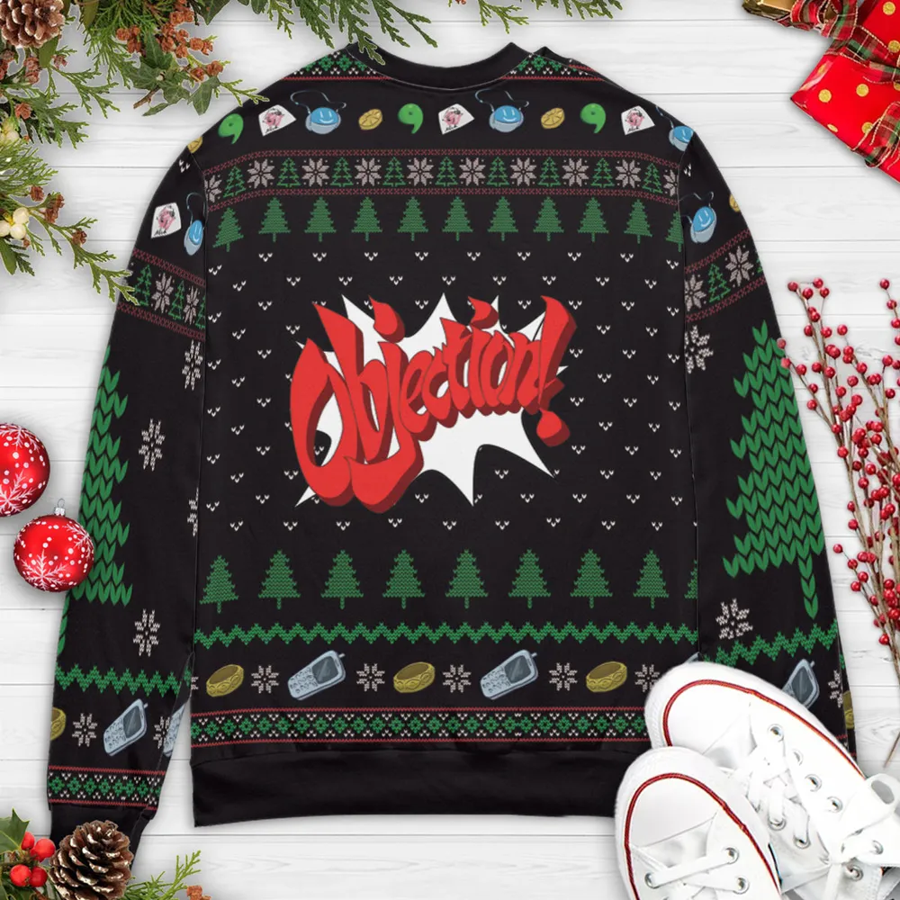 Ace Attorney Christmas Meme Ugly Christmas Sweatshirt - 4