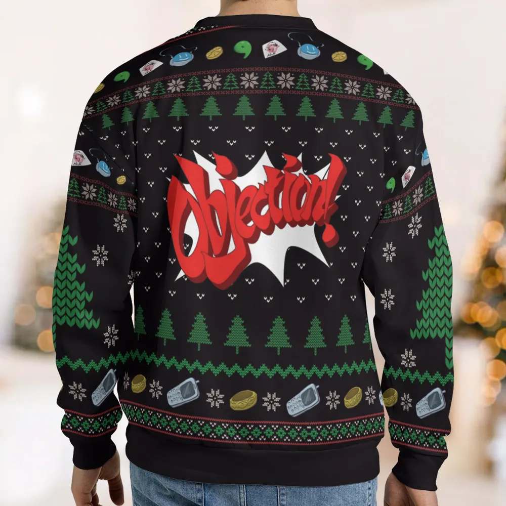 Ace Attorney Christmas Meme Ugly Christmas Sweatshirt - 2