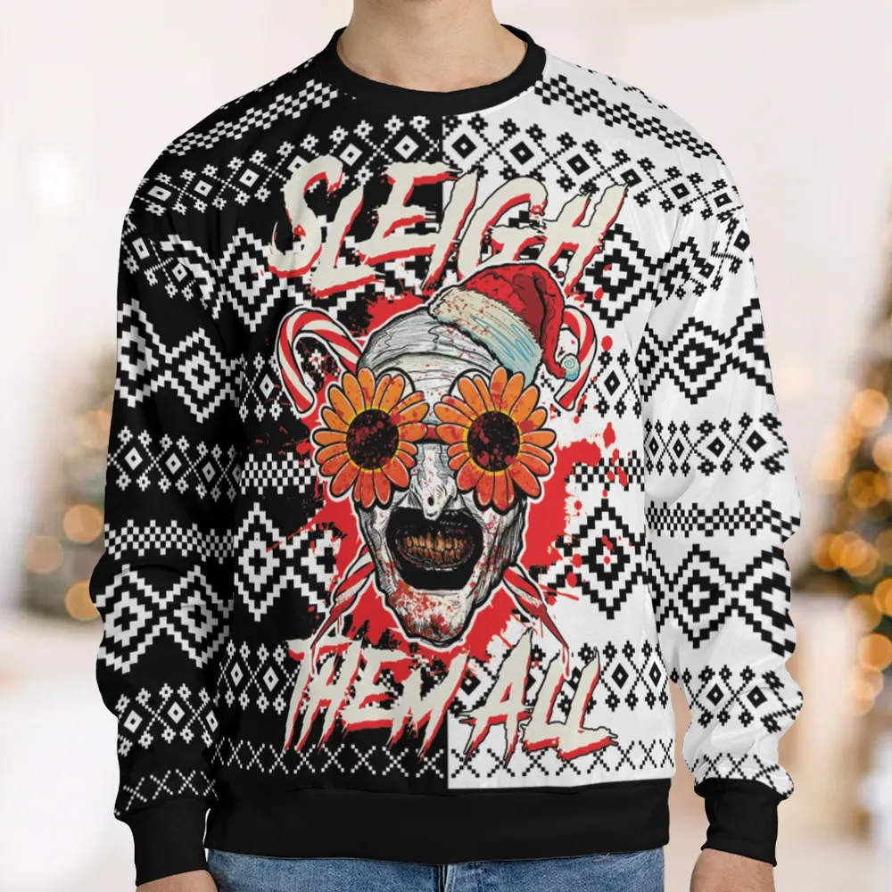 Sleigh Them All Terrifier Ugly Christmas Sweatshirt - 1