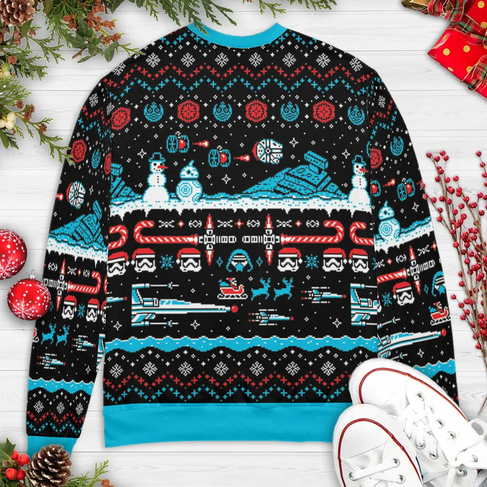Festive Force Be With You Star Wars Ugly Christmas Sweatshirt - 4