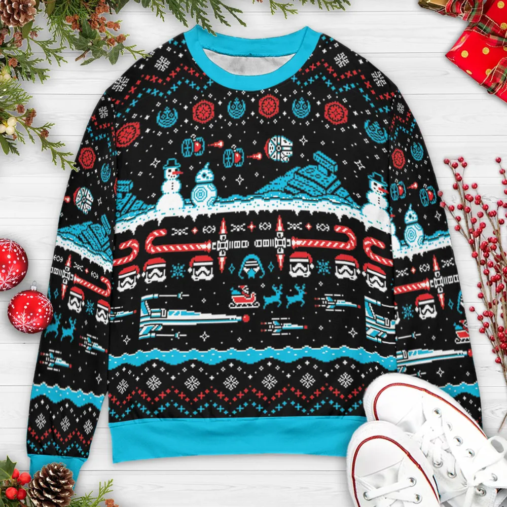 Festive Force Be With You Star Wars Ugly Christmas Sweatshirt - 3
