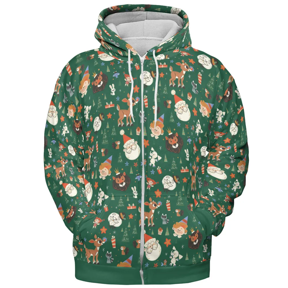 Rudolph The Red Nosed Reindeer Characters All-over Print Hoodie - 3
