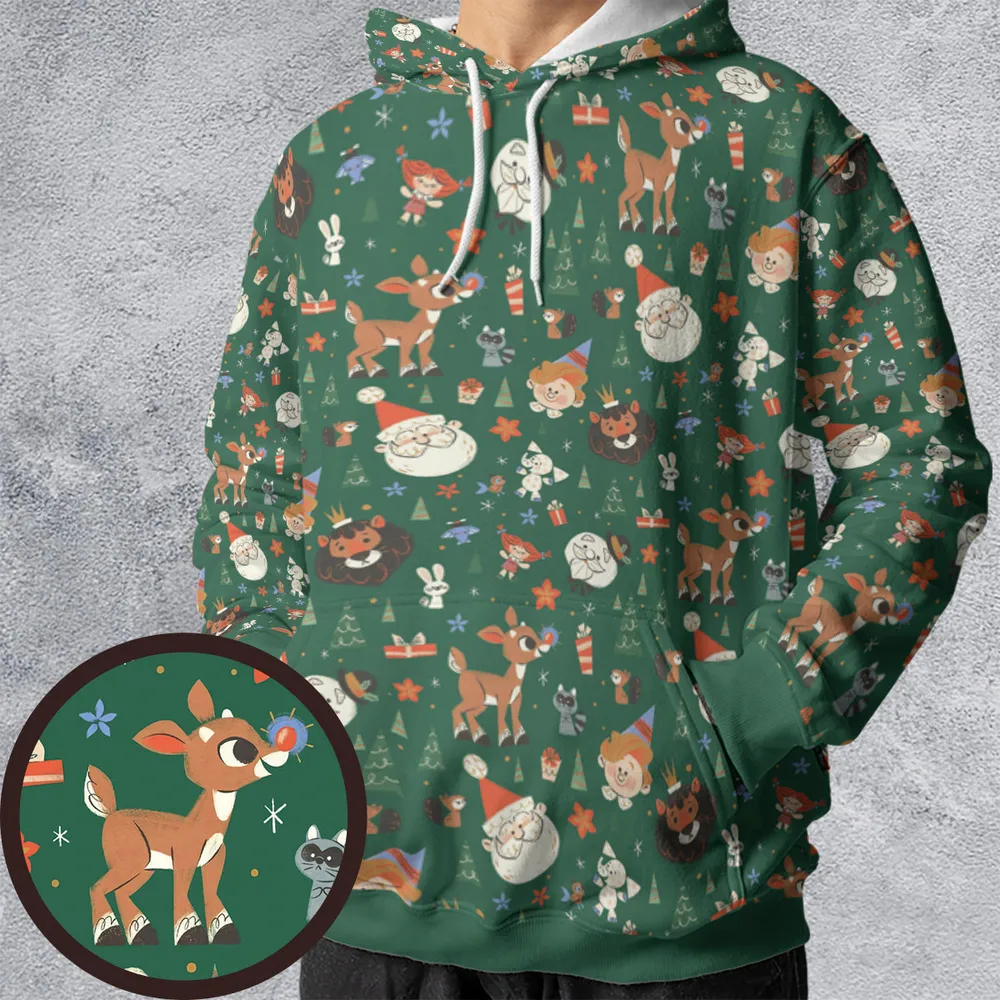 Rudolph The Red Nosed Reindeer Characters All-over Print Hoodie - 5