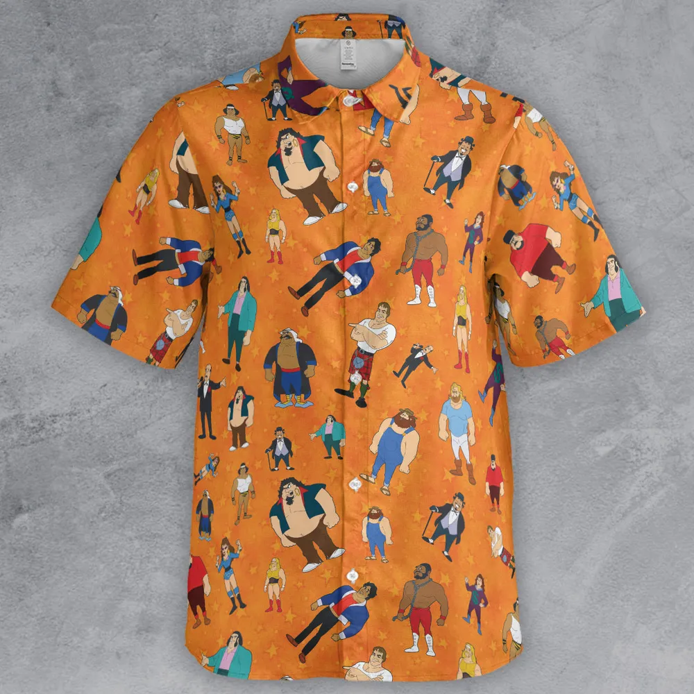 80s Hulk Rock 'n' Wrestling Characters Button Down Shirt - 2