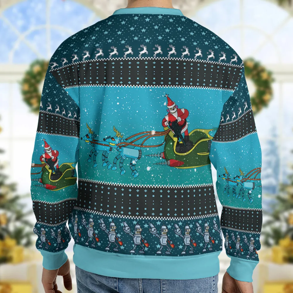 Who's Been Naughty Robot Santa Claus Futurama Ugly Christmas Sweatshirt - 2