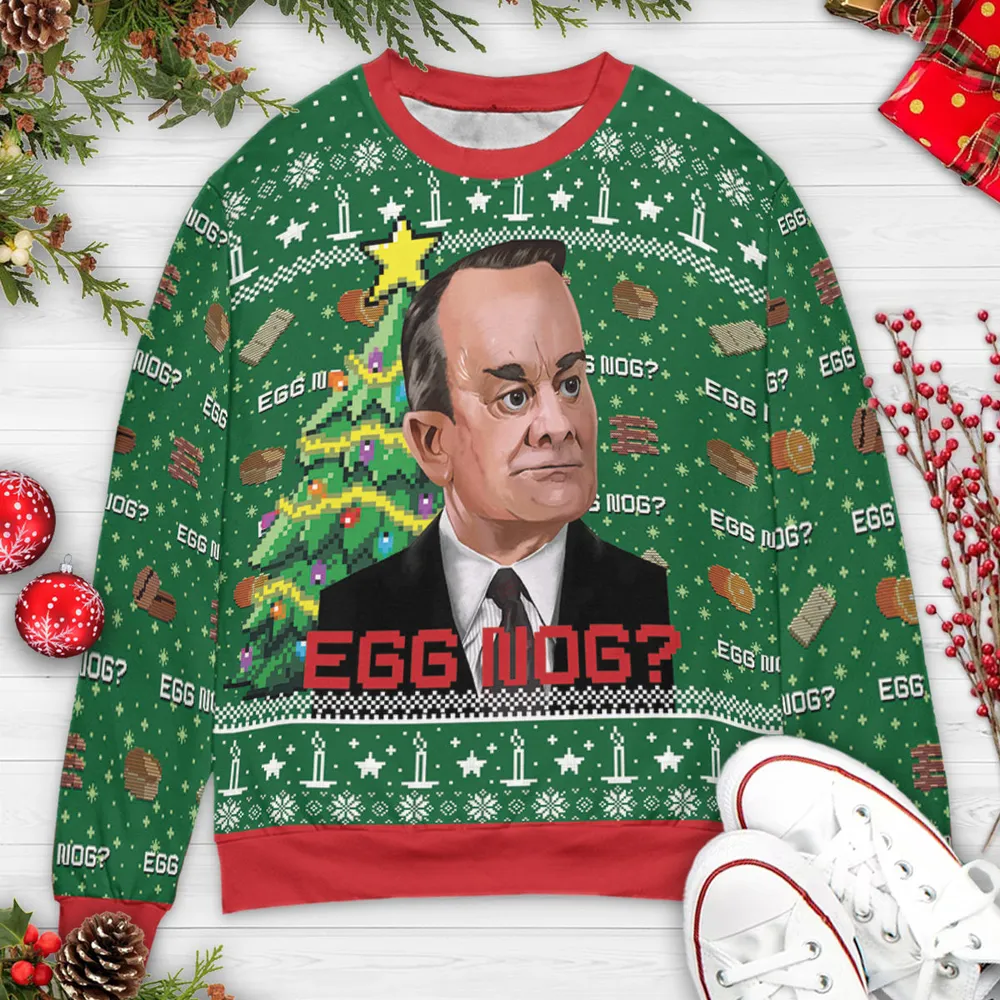 Egg Nog? Denholm Elliot Trading Places Ugly Christmas Sweatshirt - 3