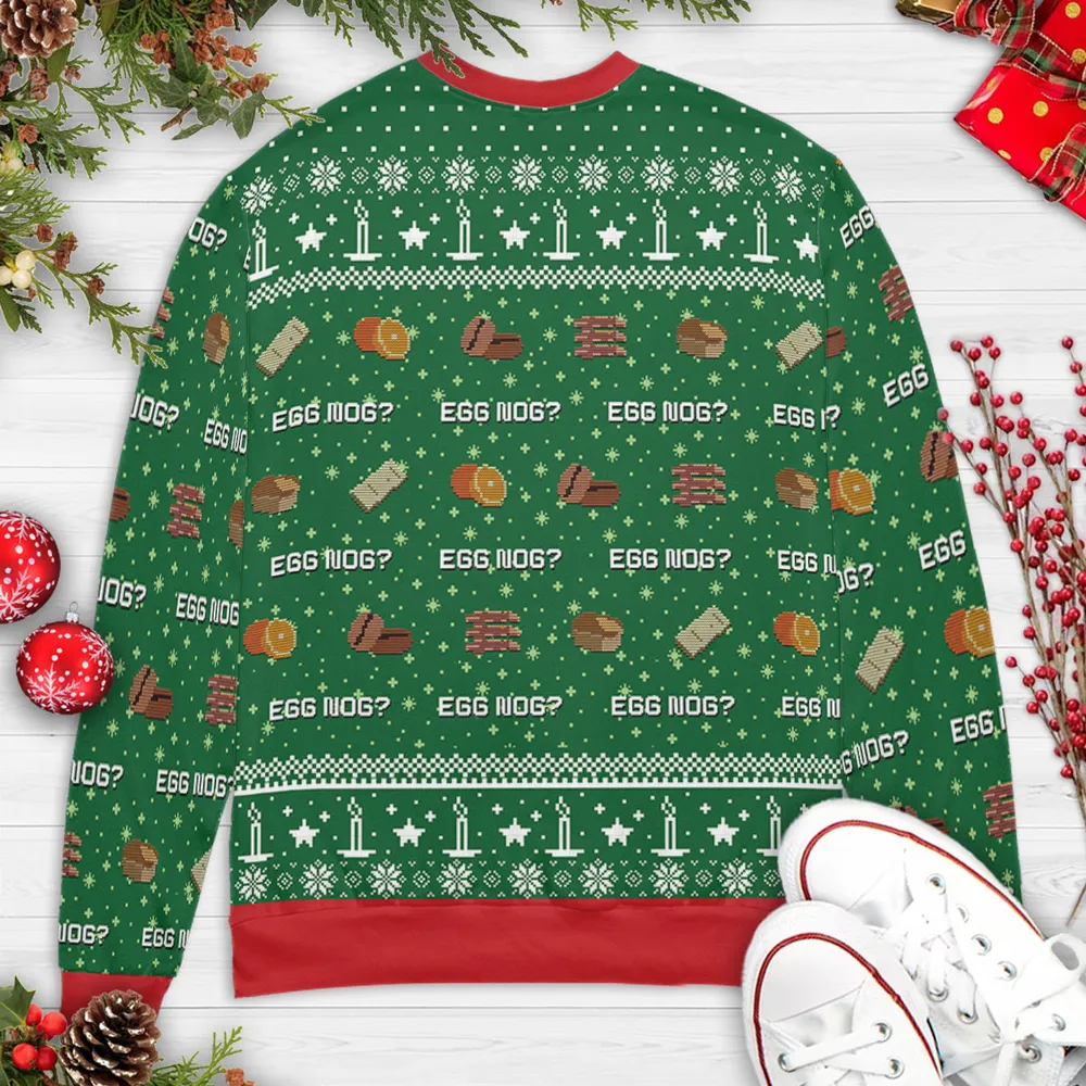 Egg Nog? Denholm Elliot Trading Places Ugly Christmas Sweatshirt - 4