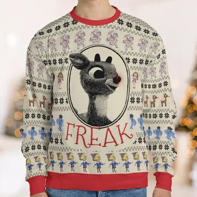 Freak Rudolph the Red Nosed Reindeer Ugly Christmas Sweatshirt