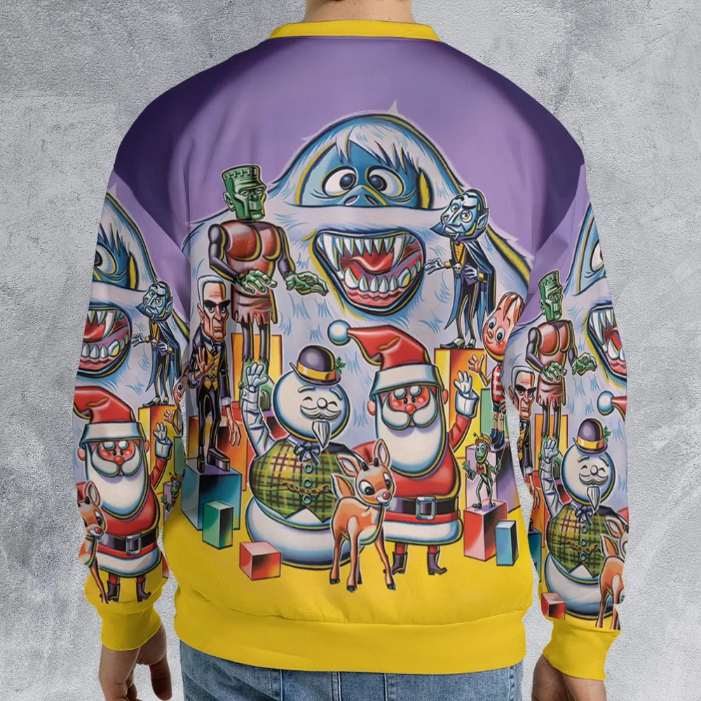 60s 70s Stop Motion Characters All-over Print Sweatshirt - 2