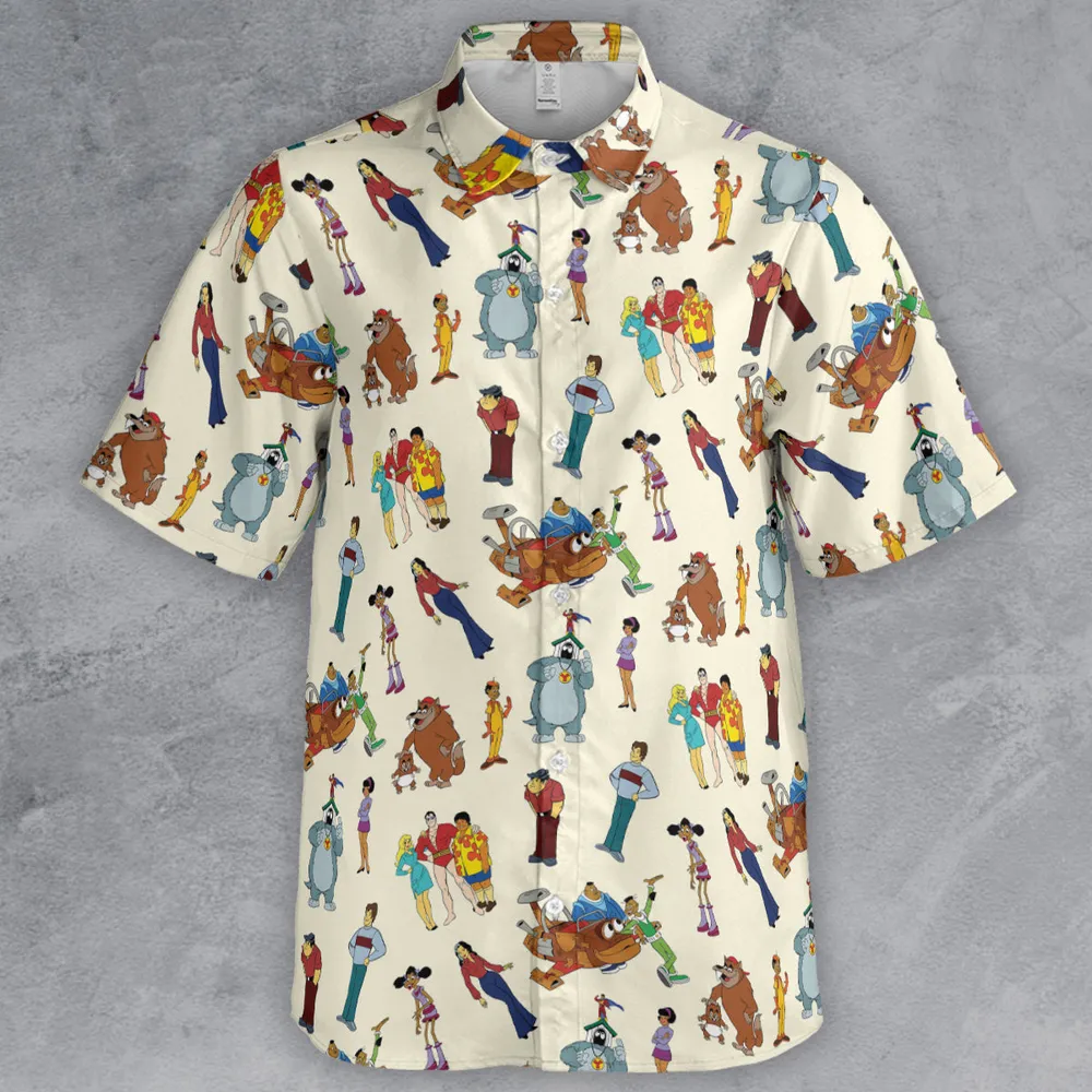 70s ABC Cartoon Gang The Plastic Man Comedy Mighty Man and Yukk Button Down Shirt - 2