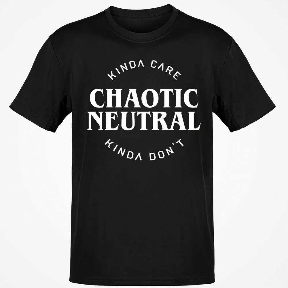 Chaotic Neutral Alignment Kinda Care Kinda Don't T-Shirt - Black - 1