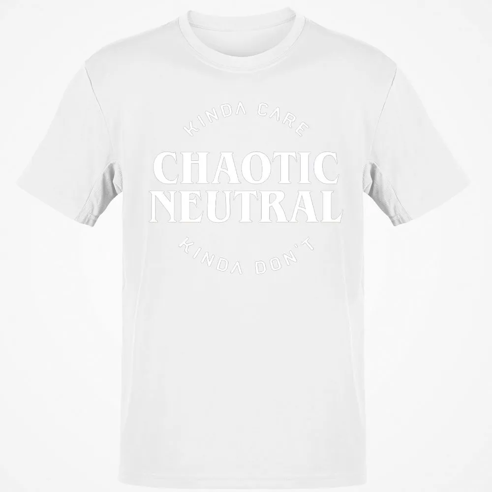 Chaotic Neutral Alignment Kinda Care Kinda Don't T-Shirt - White - 12
