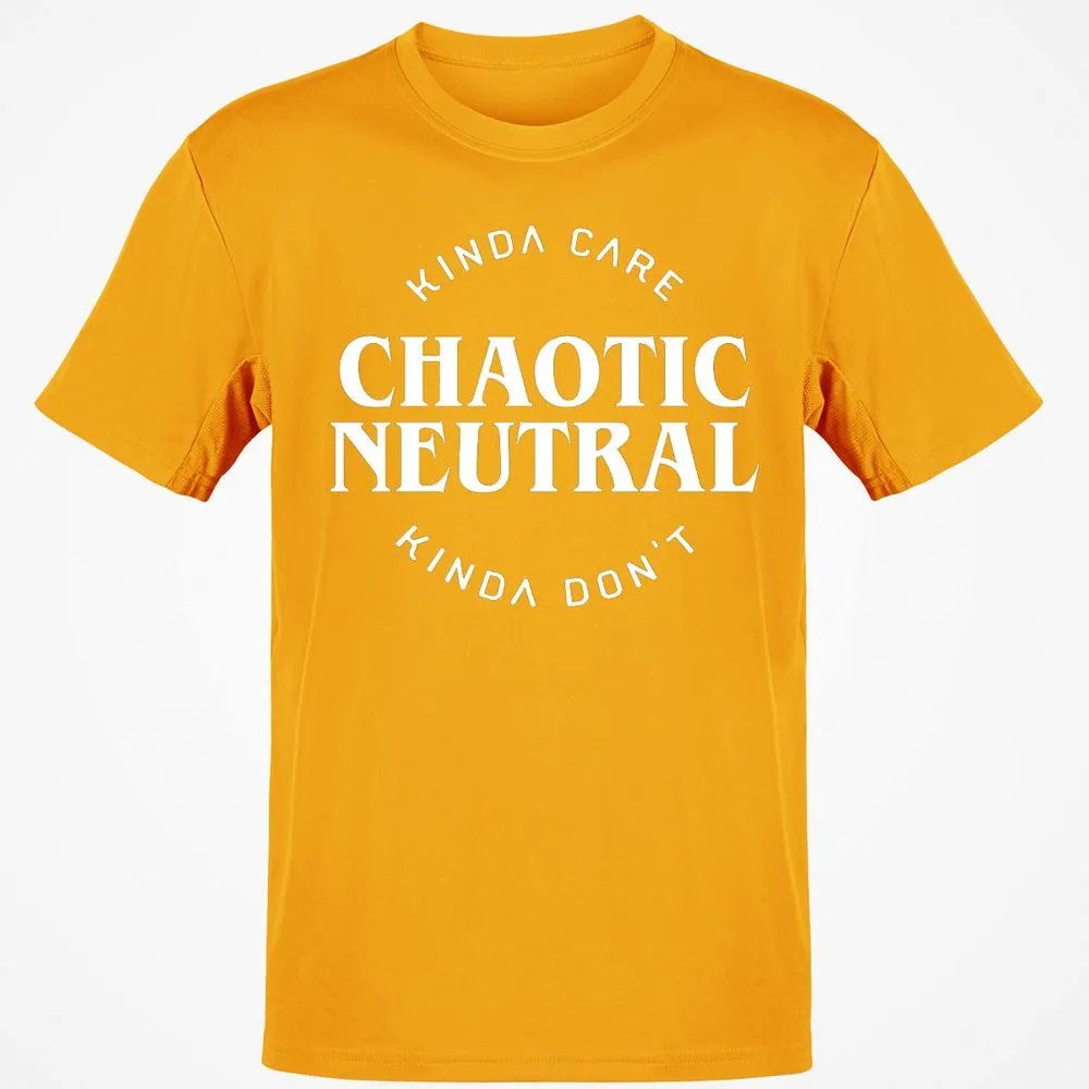Chaotic Neutral Alignment Kinda Care Kinda Don't T-Shirt - Gold - 4
