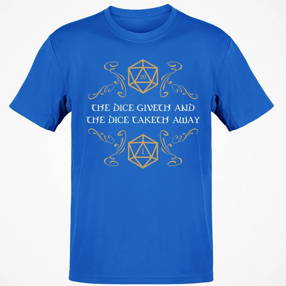 The Dice Giveth and Taketh Away Natural 20 and Critical Fail T-Shirt - Royal - 11