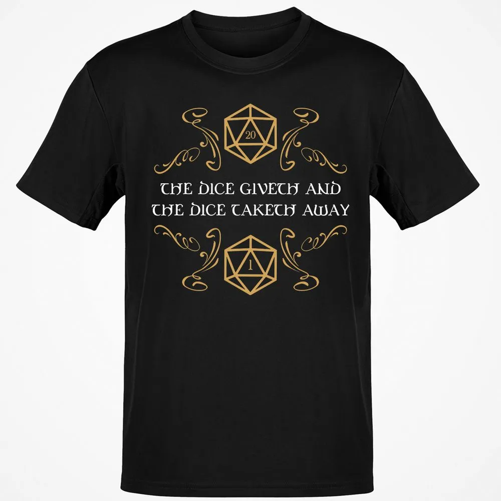 The Dice Giveth and Taketh Away Natural 20 and Critical Fail T-Shirt - Black - 1