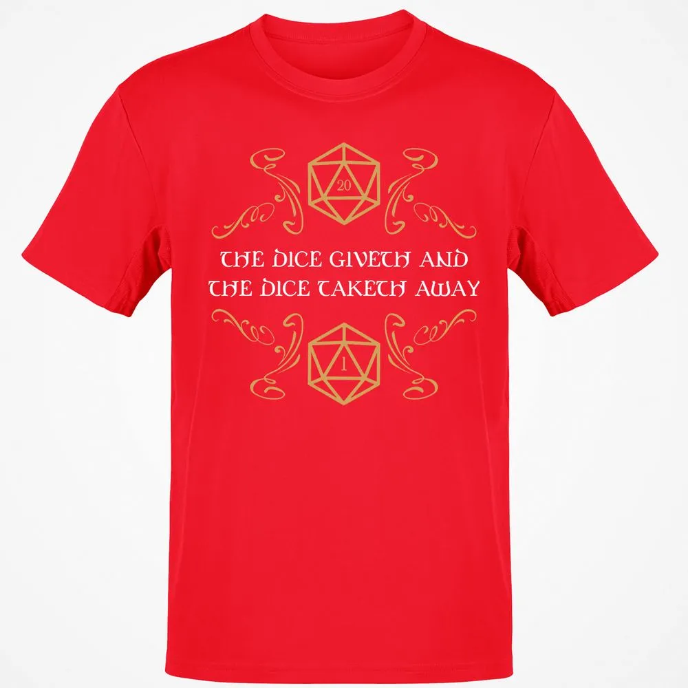 The Dice Giveth and Taketh Away Natural 20 and Critical Fail T-Shirt - Red - 10
