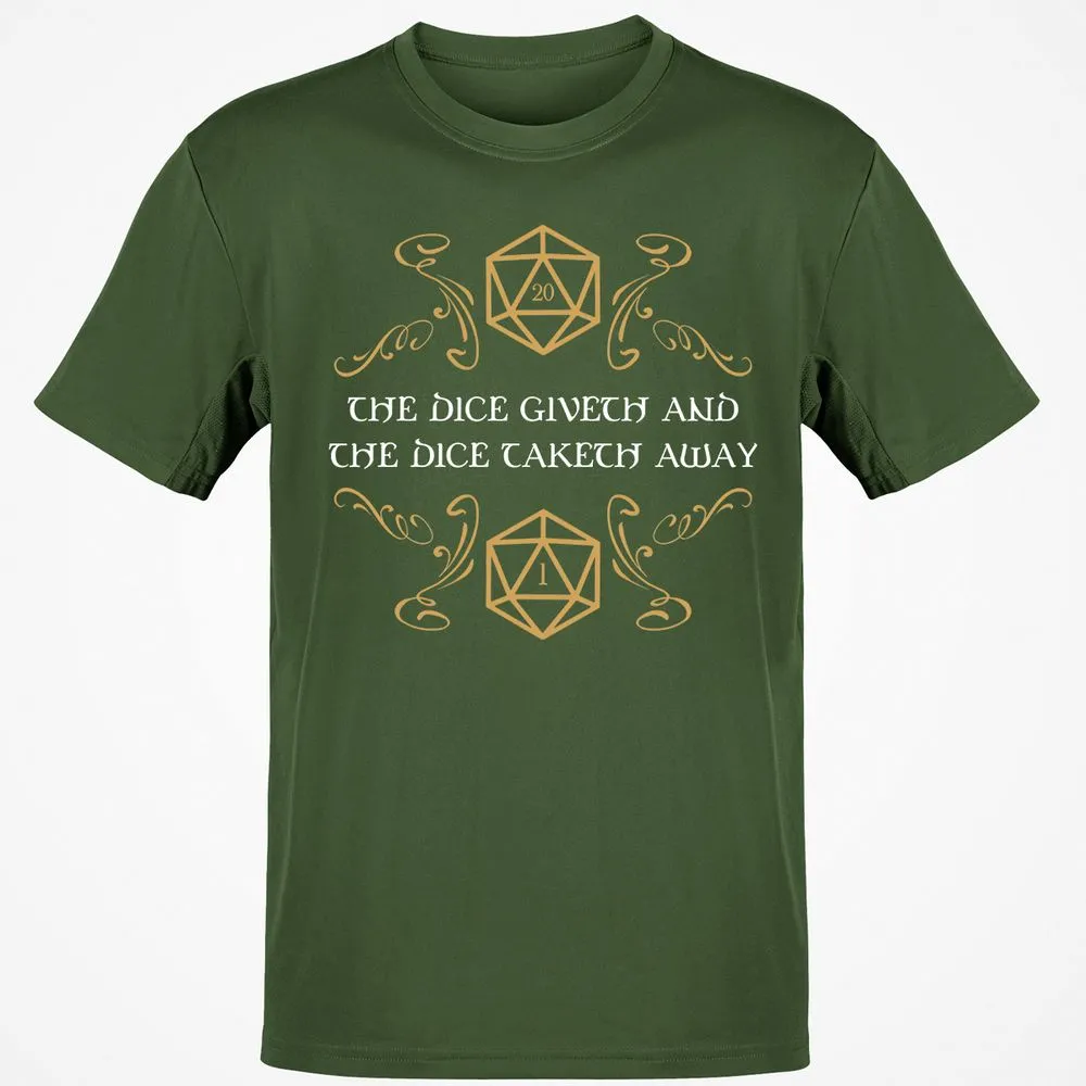 The Dice Giveth and Taketh Away Natural 20 and Critical Fail T-Shirt - Military Green - 6