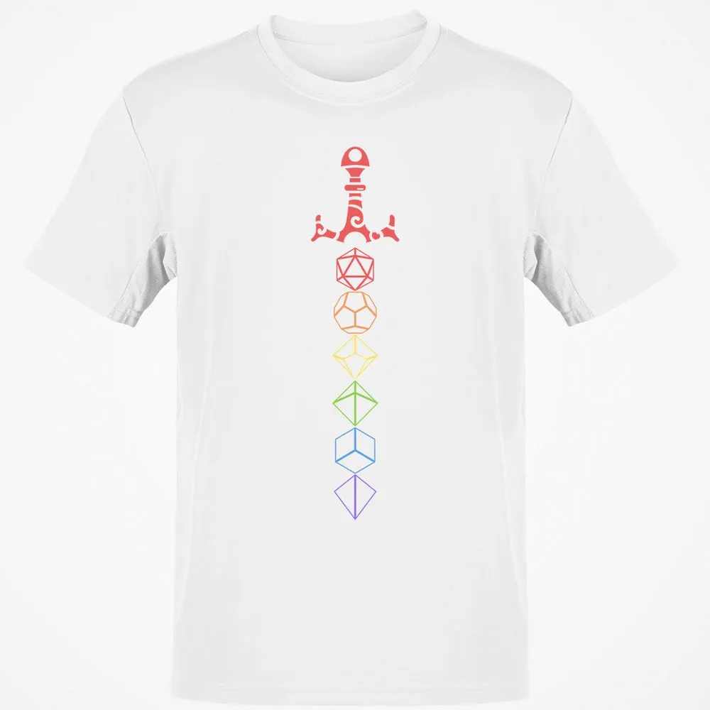 Rainbow Dice Sword LGBT T-Shirt - White - 12