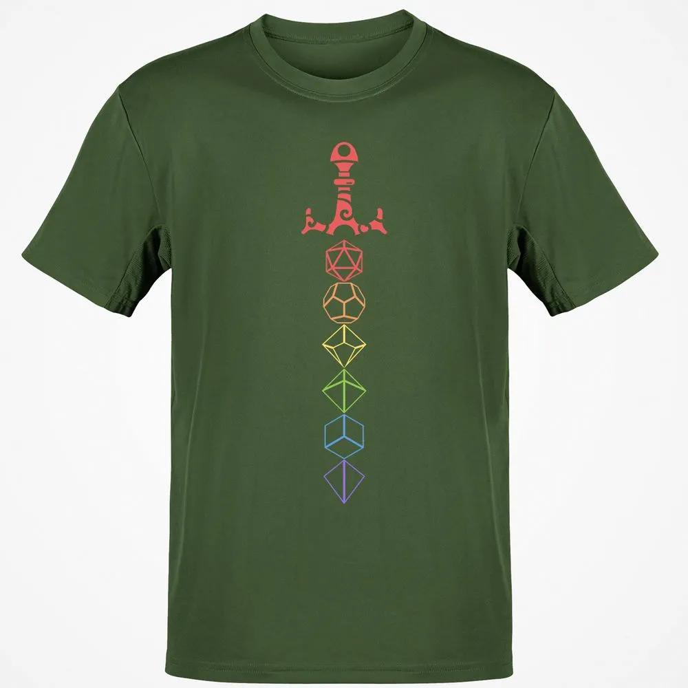 Rainbow Dice Sword LGBT T-Shirt - Military Green - 6