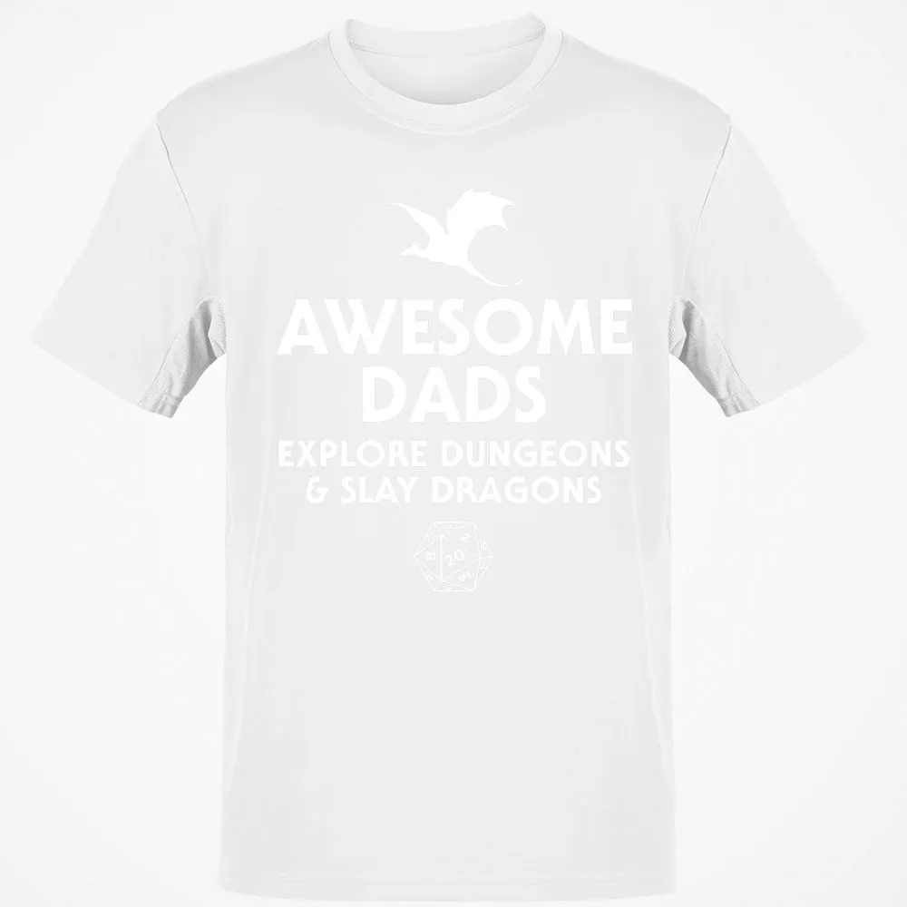 Awesome Dads Slay Dragons T-Shirt - White - 12