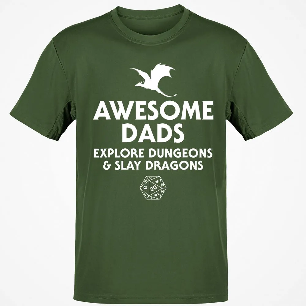 Awesome Dads Slay Dragons T-Shirt - Military Green - 6