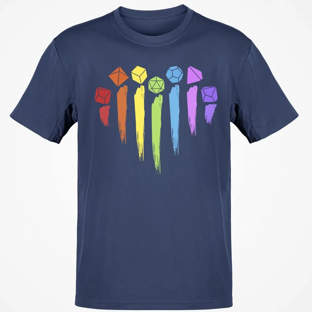Dice Rainbow Heart Shape T-Shirt - Navy - 7