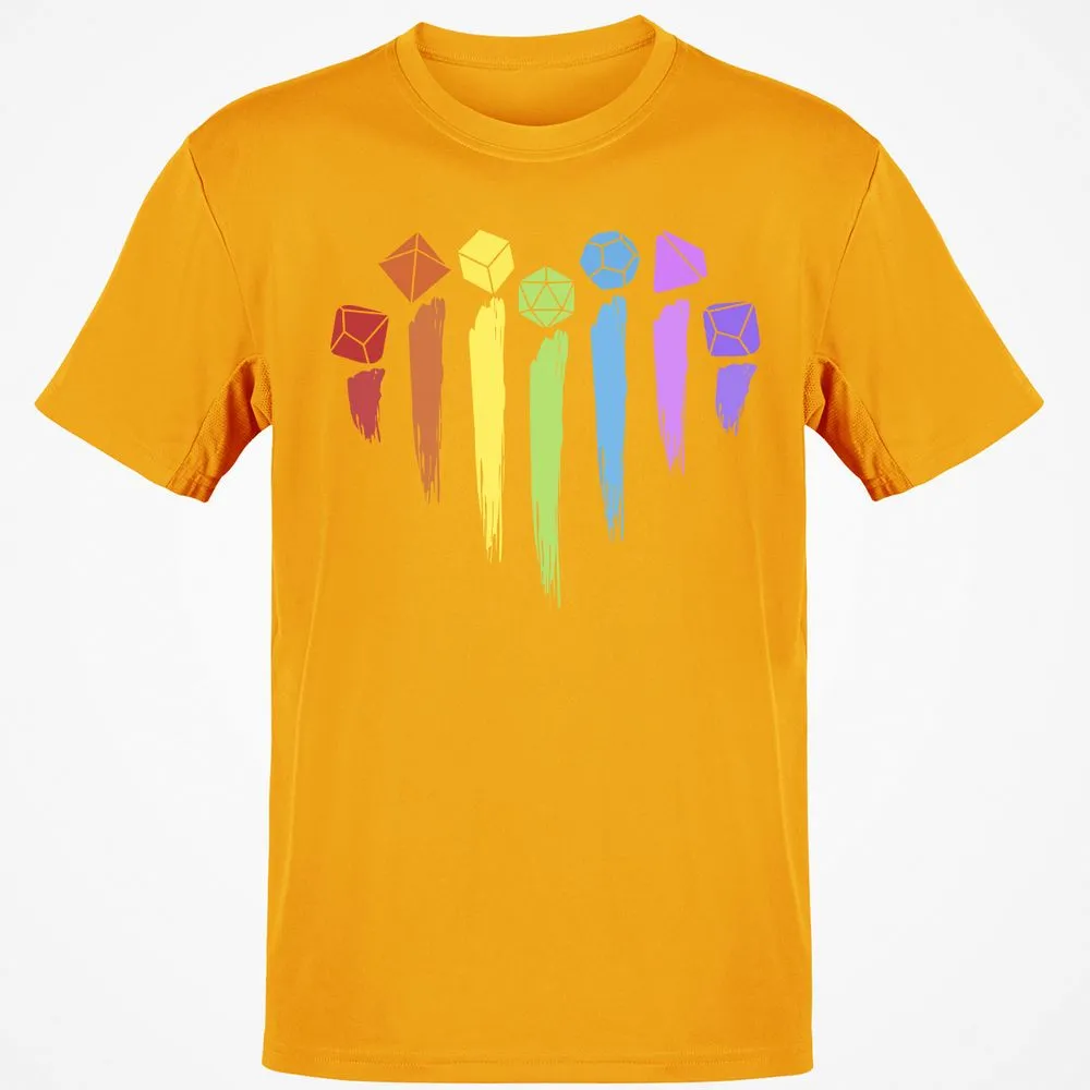 Dice Rainbow Heart Shape T-Shirt - Gold - 4