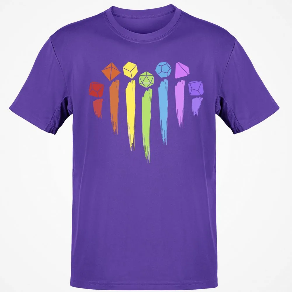 Dice Rainbow Heart Shape T-Shirt - Purple - 9