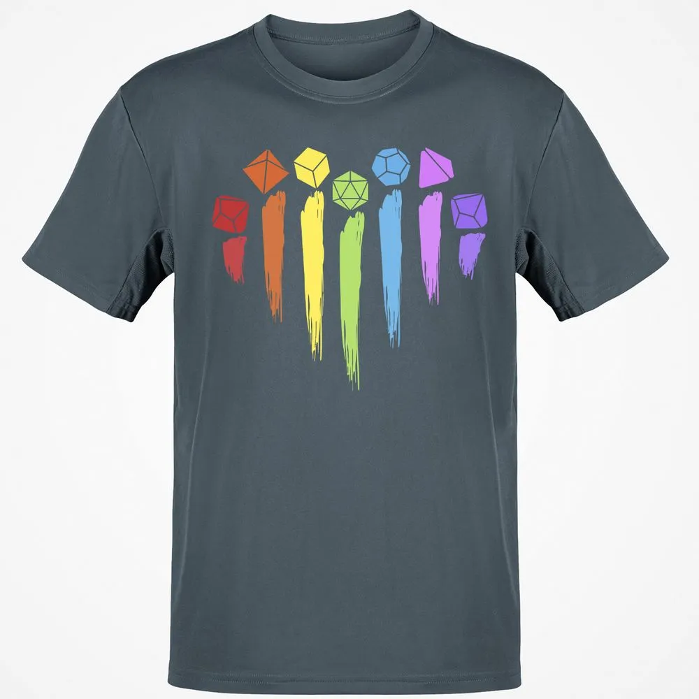 Dice Rainbow Heart Shape T-Shirt - Charcoal - 3