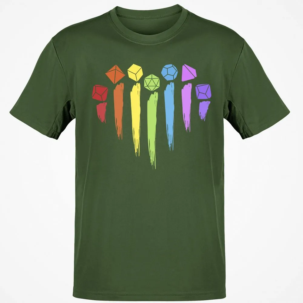 Dice Rainbow Heart Shape T-Shirt - Military Green - 6