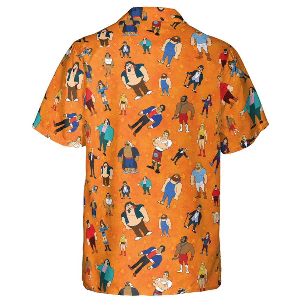 80s Hulk Rock 'n' Wrestling Characters Hawaiian Shirt - 3