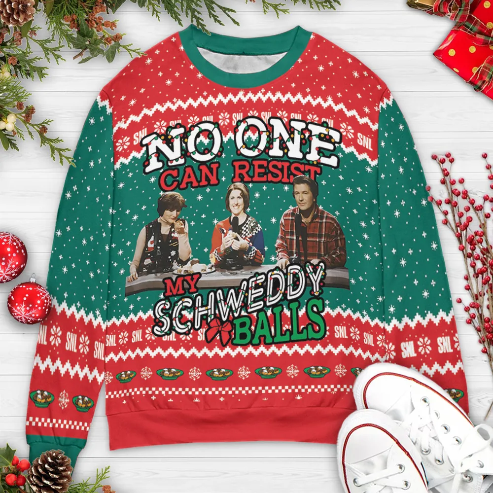 Schweddy Balls Snl Holiday Ugly Christmas Sweatshirt - 3