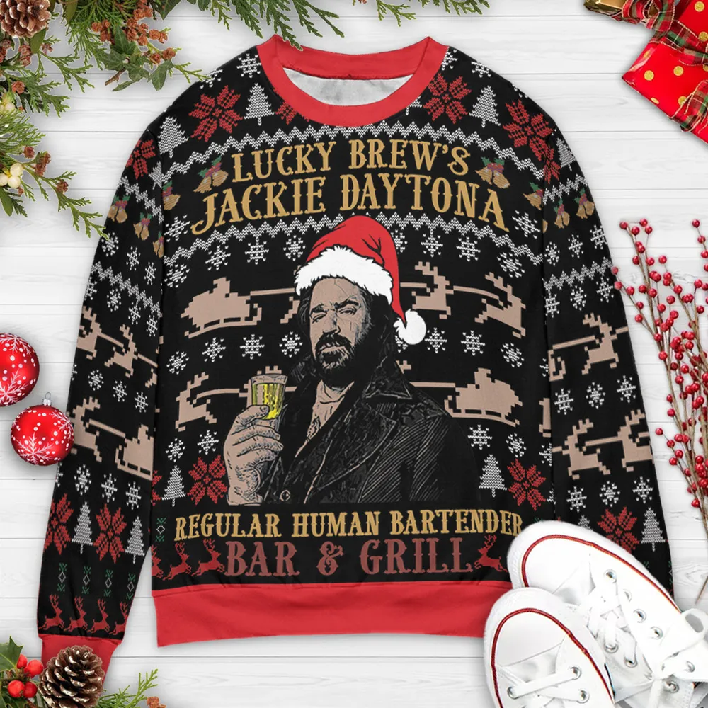 Jackie Daytona Regular Human What We Do In The Shadows Ugly Christmas Sweatshirt - 3