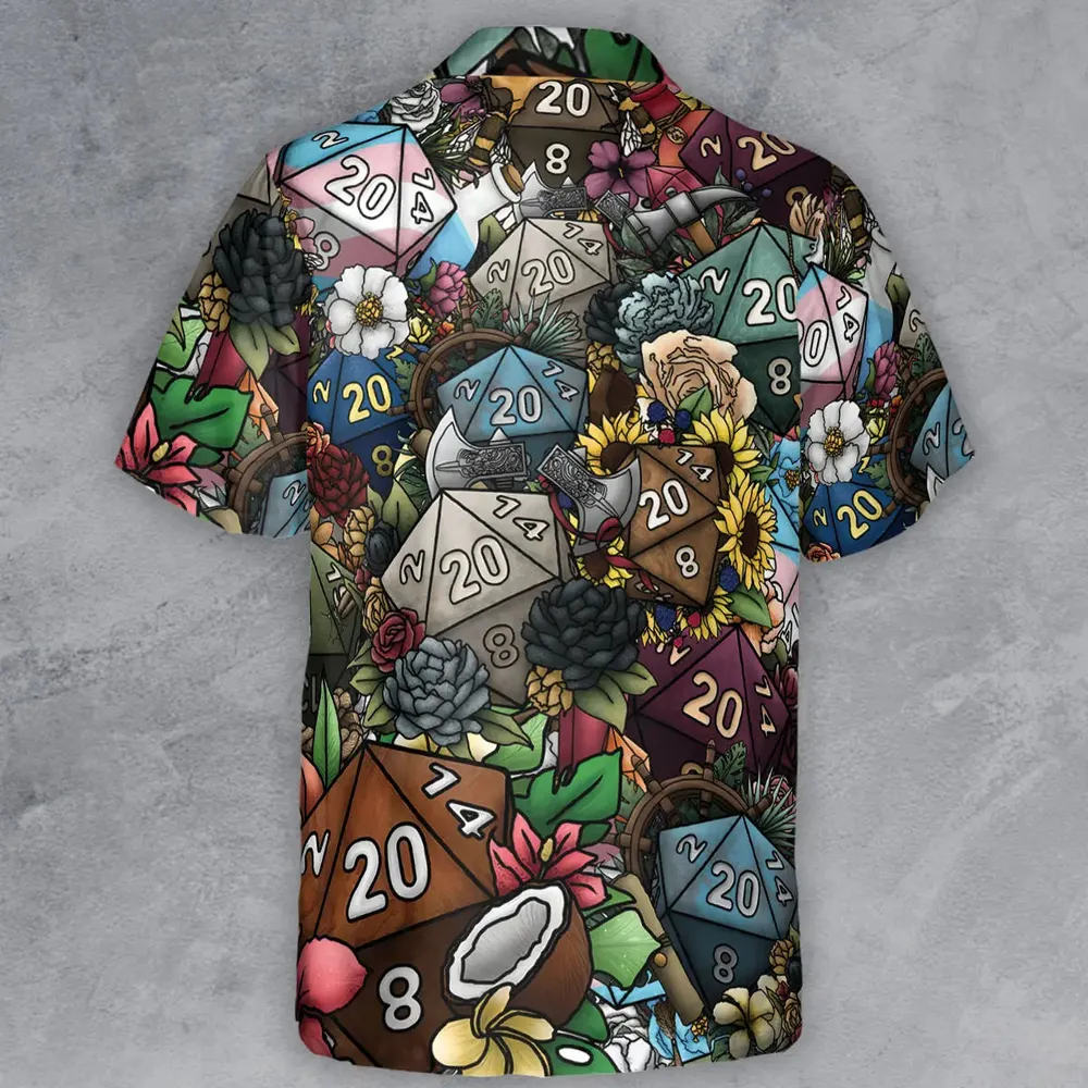 Flower Dice Button Down Shirt - 3
