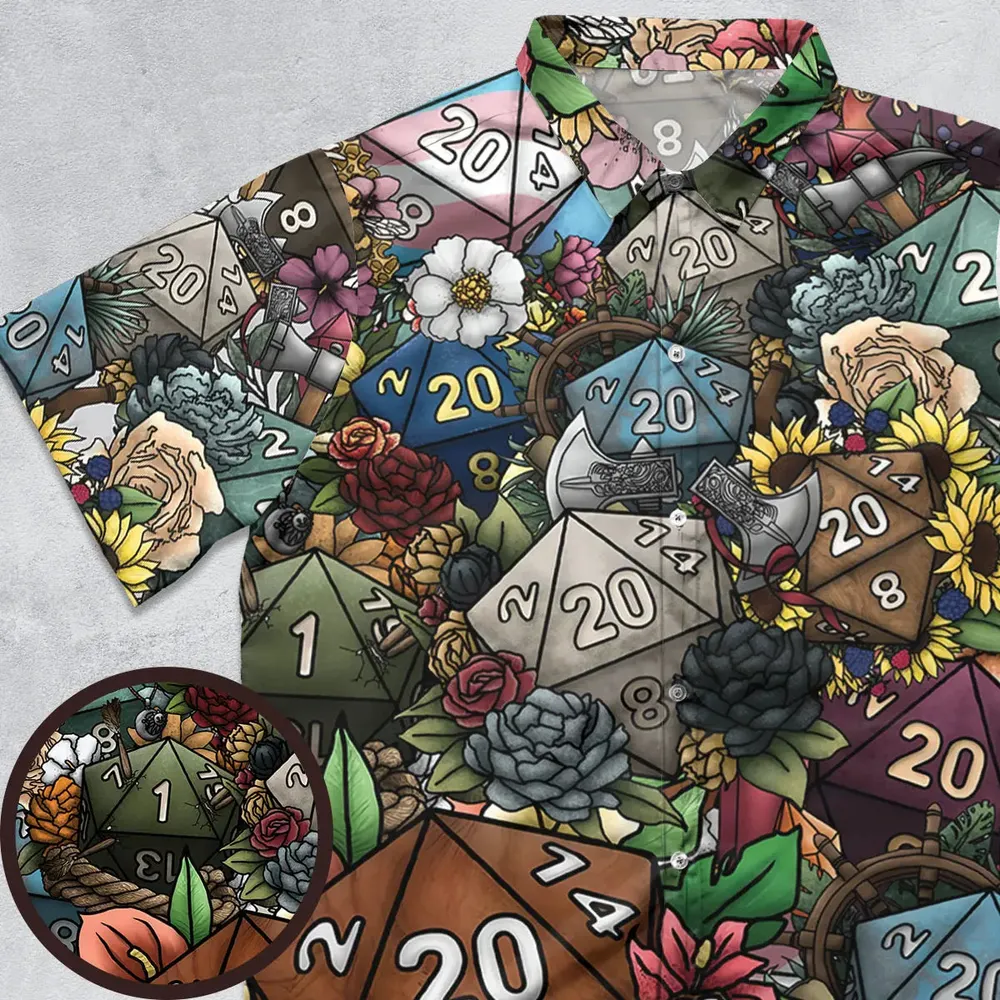 Flower Dice Button Down Shirt - 1