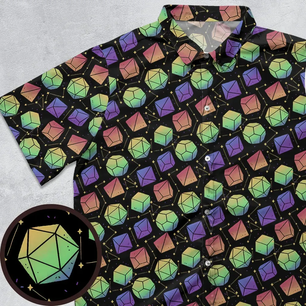 Rainbow Galaxy Dice Button Down Shirt - 1