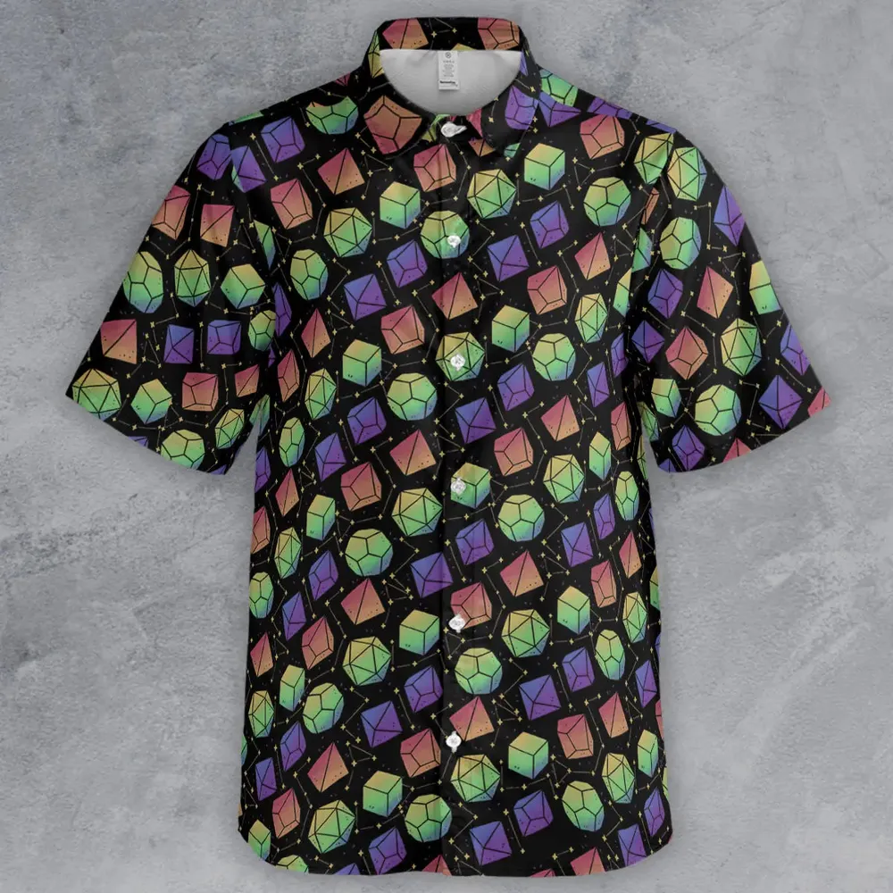 Rainbow Galaxy Dice Button Down Shirt - 2